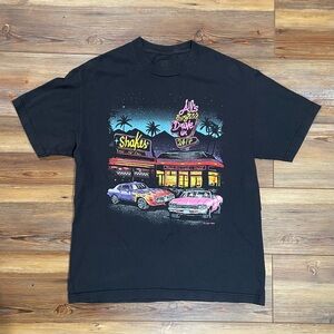 J.Galt 1984 Black Al's Burgers Drive In Graphic Short Sleeve Shirt One Size USA